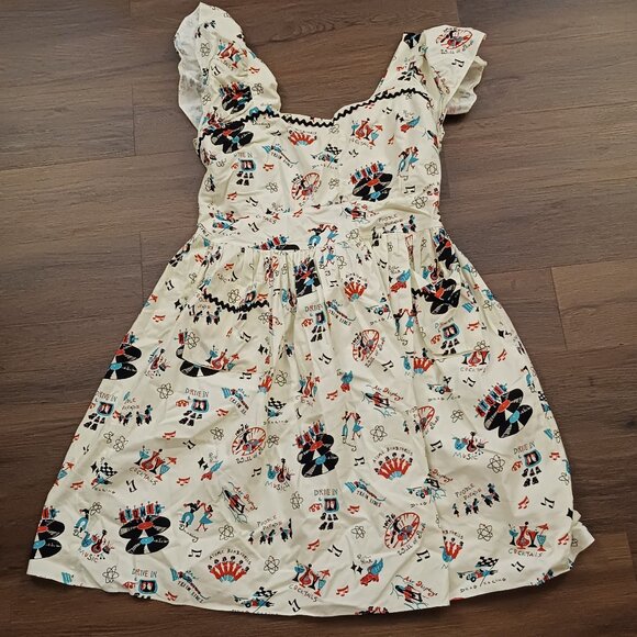 Bernie Dexter White & Black Atomic Festival Loretta Dress 1X NOVELTY RETRO USED - Picture 3 of 10